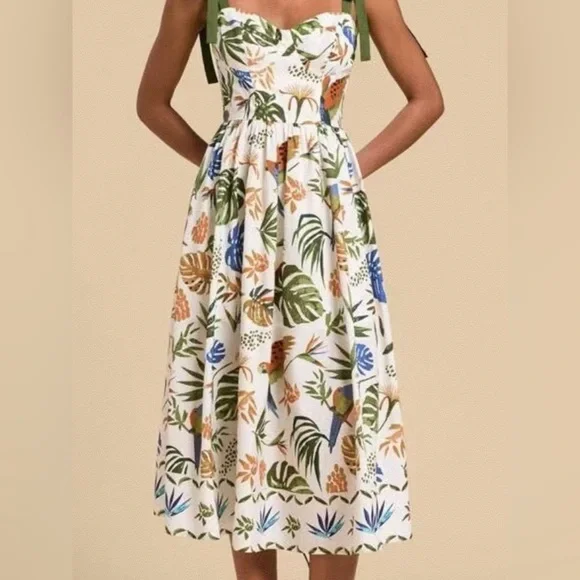 Tropical Print Sleeveless Dress